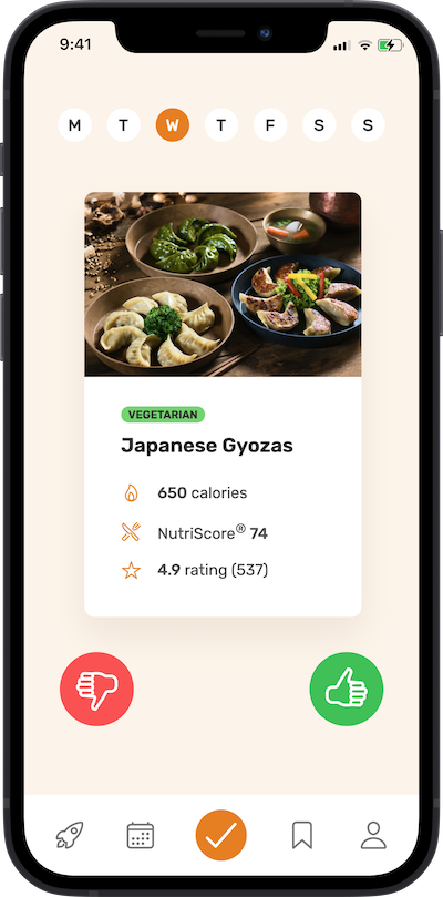 Approving weekly meal plans from a mobile screen